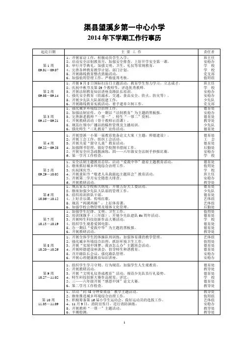 2014年下学期学校工作行事历