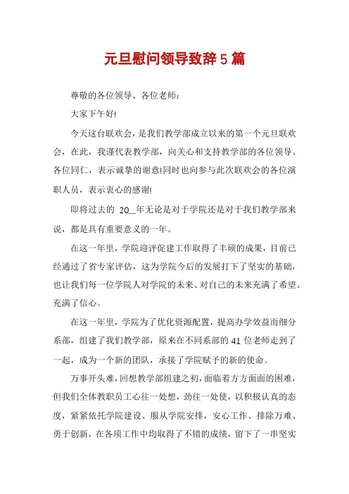 元旦慰问领导致辞5篇