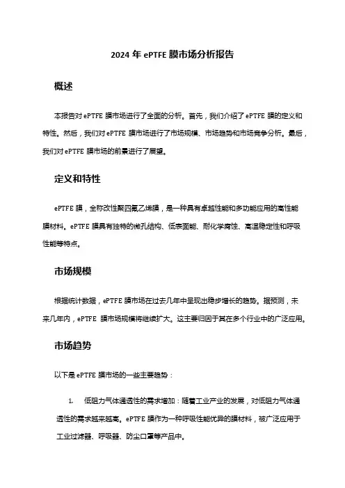 2024年ePTFE膜市场分析报告