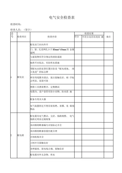 电气安全检查表