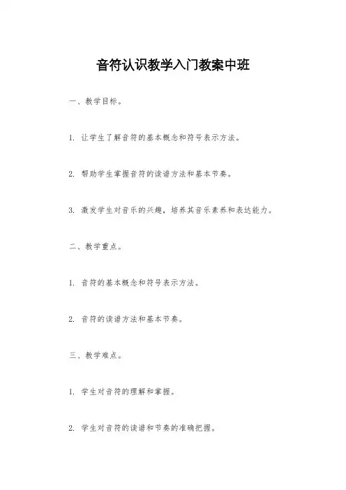 音符认识教学入门教案中班