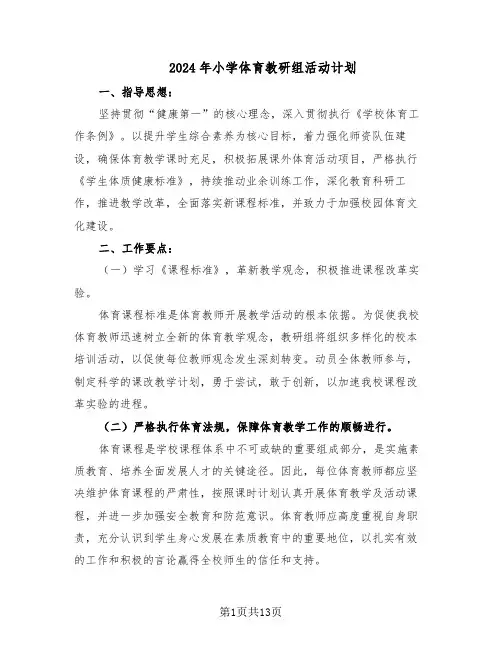 2024年小学体育教研组活动计划（六篇）
