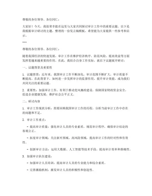 审计研讨发言稿范文模板