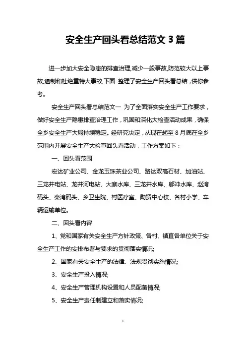 安全生产回头看总结范文3篇