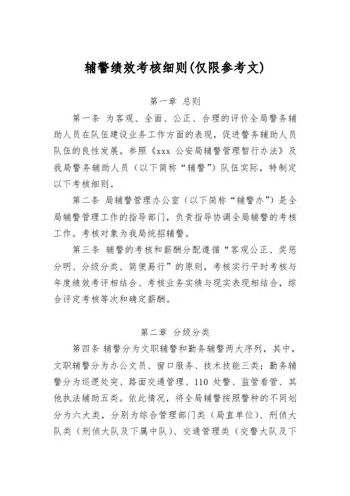 xx辅警考核细则(参考文)