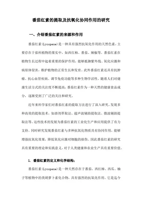 番茄红素的提取及抗氧化协同作用的研究