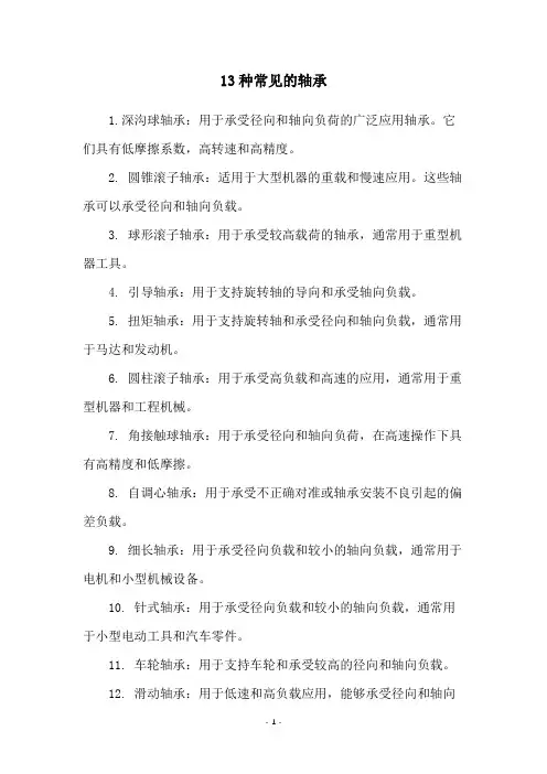 13种常见的轴承