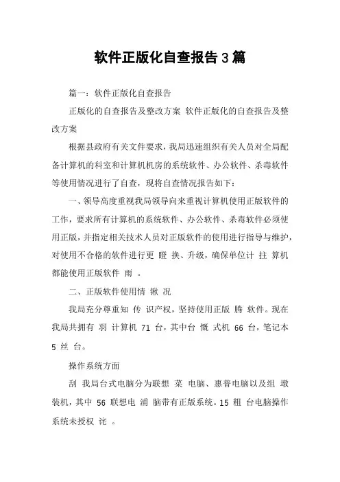 软件正版化自查报告3篇