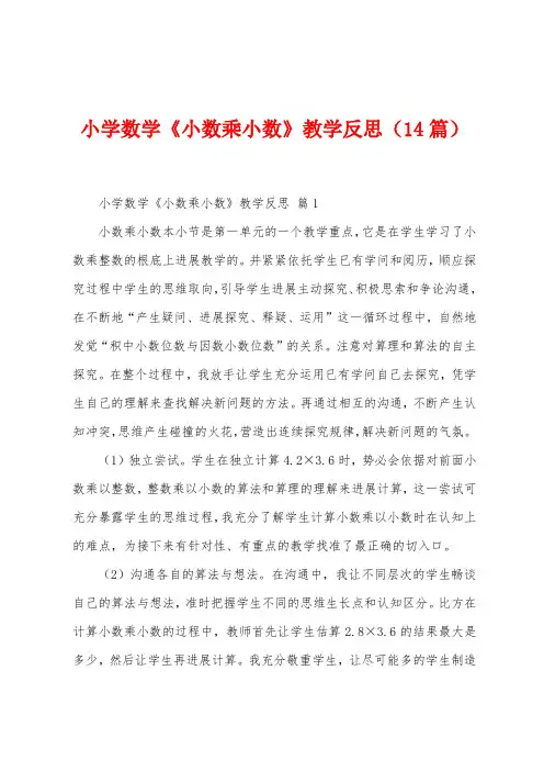 小学数学《小数乘小数》教学反思(14篇)