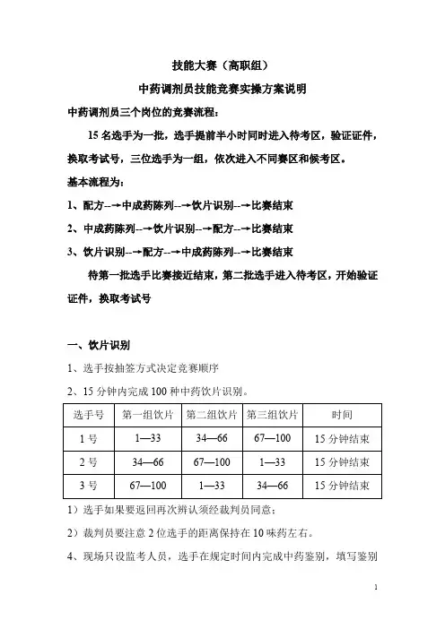 中药调剂员竞赛流程+评分标准+竞赛要点资料汇编