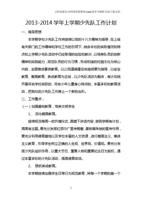 1314少先队工作计划