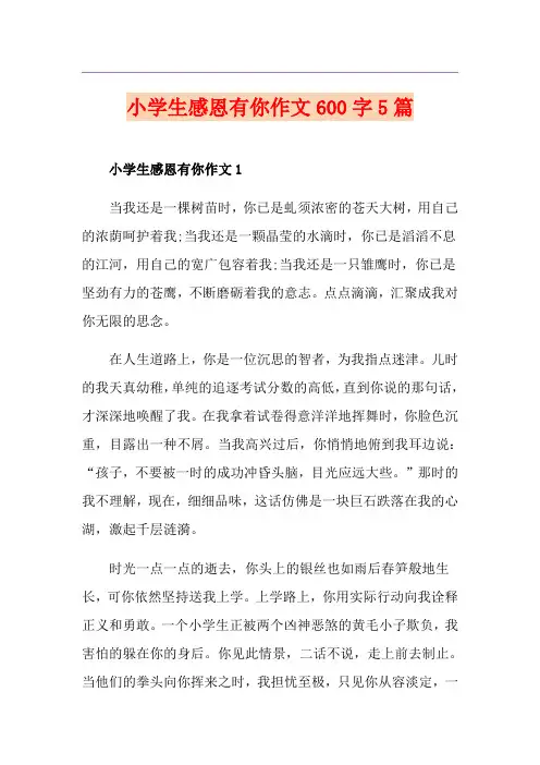 小学生感恩有你作文600字5篇
