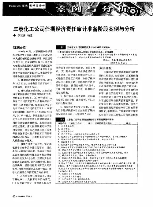 三泰化工公司任期经济责任审计准备阶段案例与分析