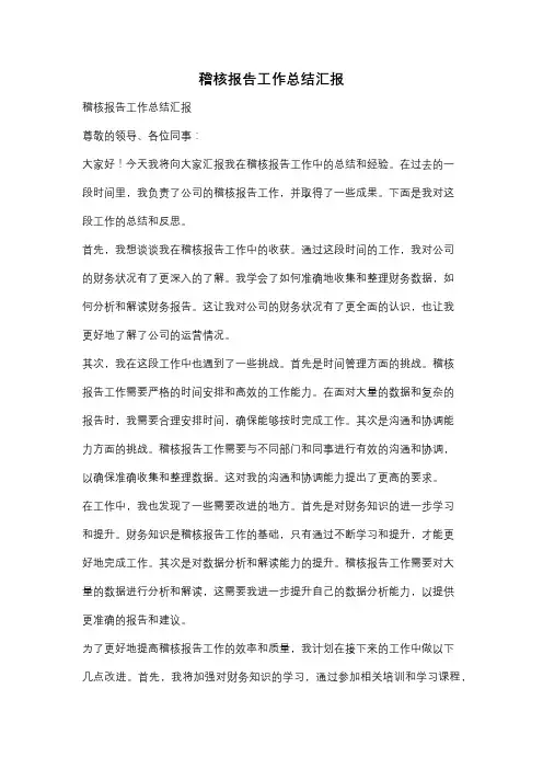 稽核报告工作总结汇报