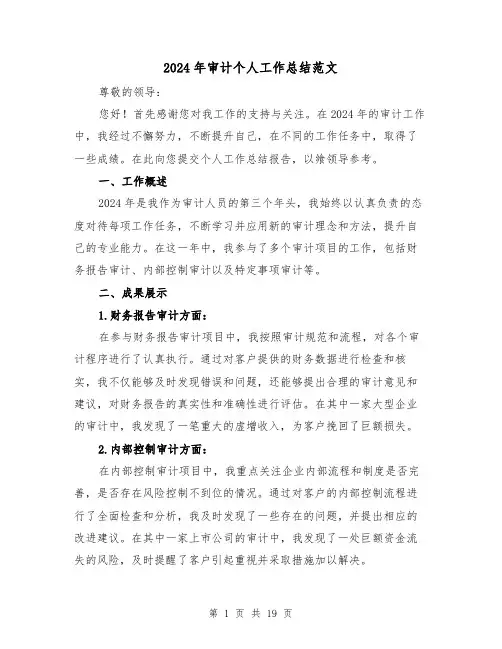 2024年审计个人工作总结范文（6篇）