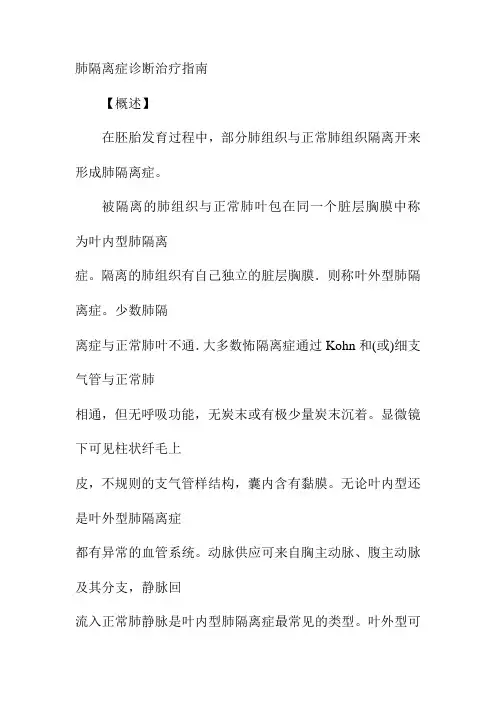 肺隔离症诊断治疗指南