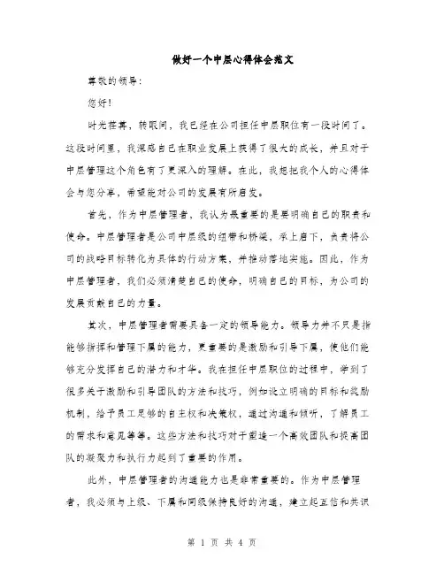 做好一个中层心得体会范文（2篇）