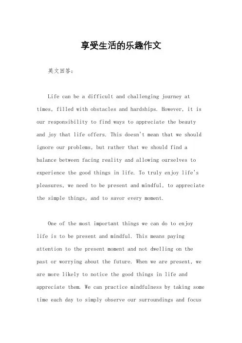 享受生活的乐趣作文