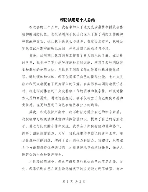 消防试用期个人总结