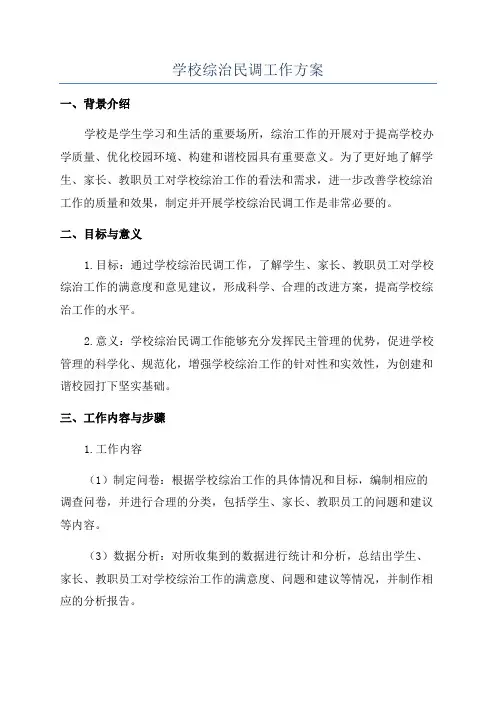 学校综治民调工作方案