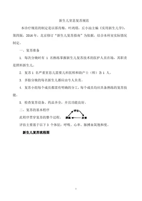 新生儿窒息复苏规范