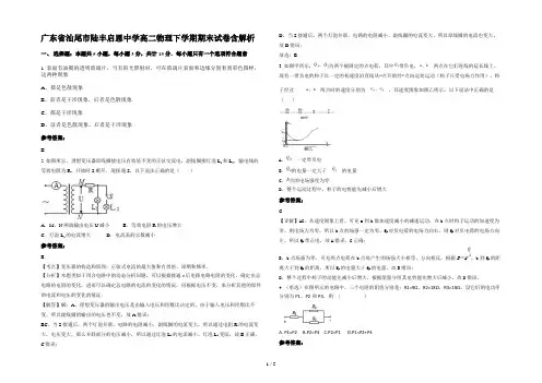 广东省汕尾市陆丰启恩中学高二物理下学期期末试卷含解析