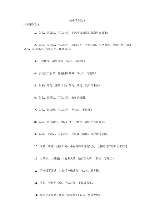 销售团队队名