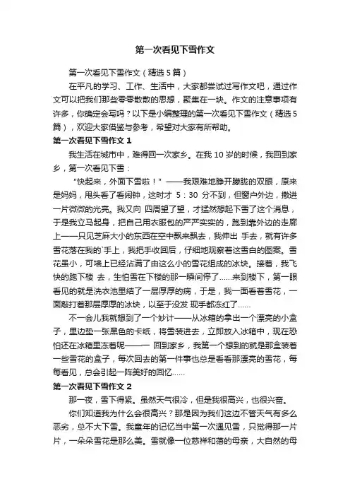 第一次看见下雪作文（精选5篇）