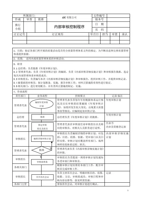 TS22163-2017内部审核控制程序