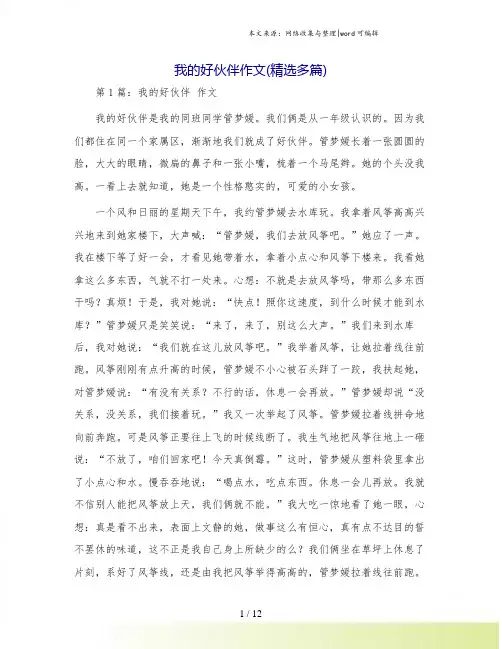 我的好伙伴作文(精选多篇)