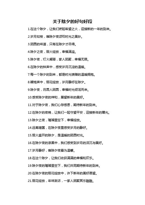 关于除夕的好句好段-解释说明