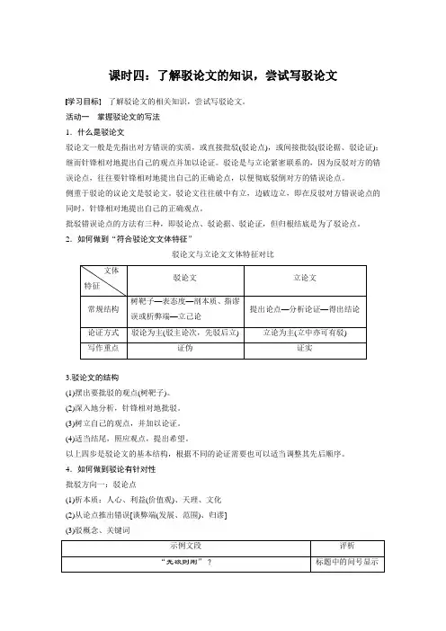 必选上：4了解驳论文的知识,尝试写驳论文
