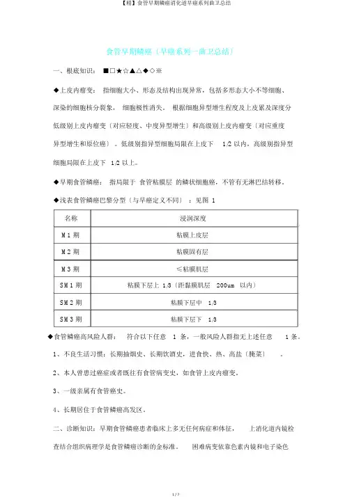 【精】食管早期鳞癌消化道早癌系列曲卫总结