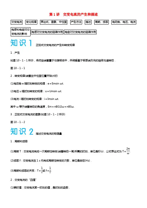 2021届高考物理一轮温习 第10章 第1讲 交变电流的产生和描述固考基教材梳理(1)