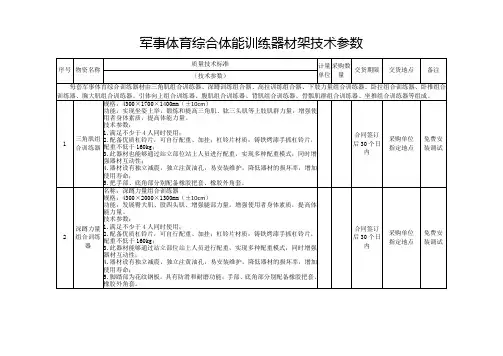 军事体育综合体能训练器材架技术参数.doc