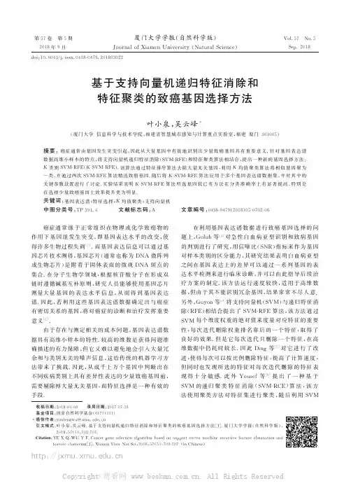 基于支持向量机递归特征消除和特征聚类的致癌基因选择方法
