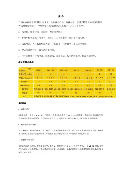 铸造用自硬呋喃树脂简介