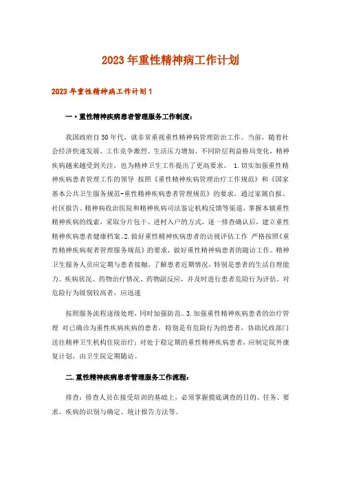 2023年重性精神病工作计划_2
