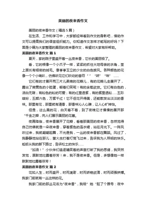 美丽的夜来香作文（精选5篇）
