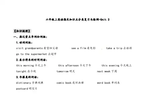 人教版六年级英语上册期末知识点分类复习与检测-Unit3(含答案及听力材料)