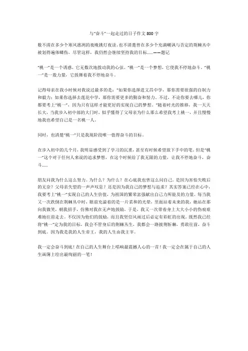 与“奋斗”一起走过的日子作文800字(优秀作文)