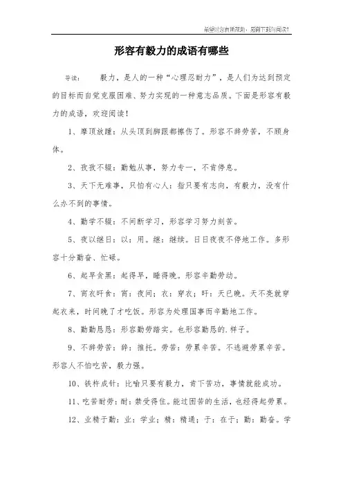 形容有毅力的成语有哪些