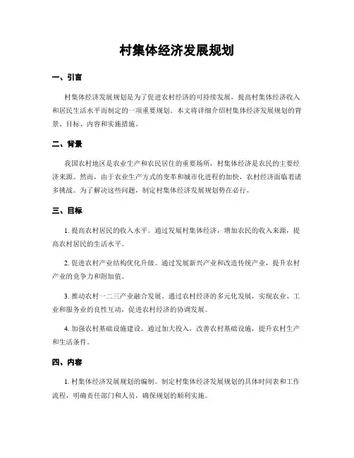 村集体经济发展规划
