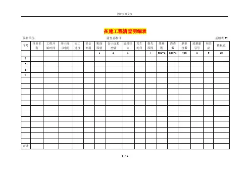 在建工程清查工作底稿明细表