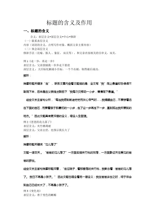 标题的含义以及作用
