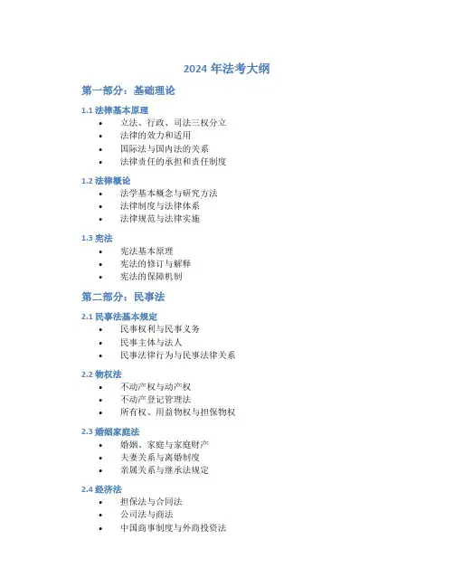 2024年法考大纲