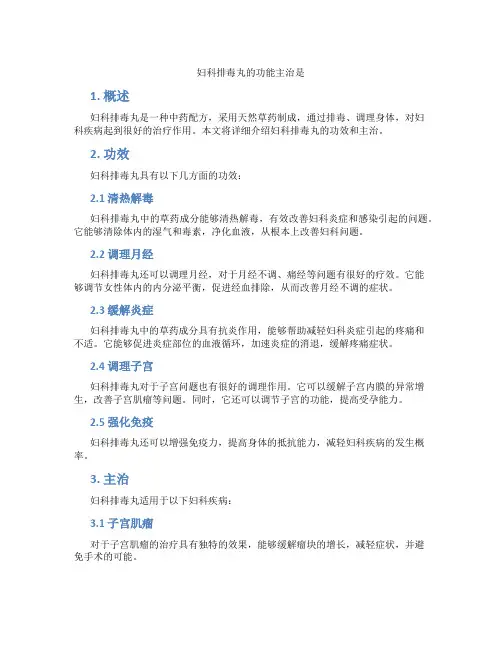 妇科排毒丸的功能主治是