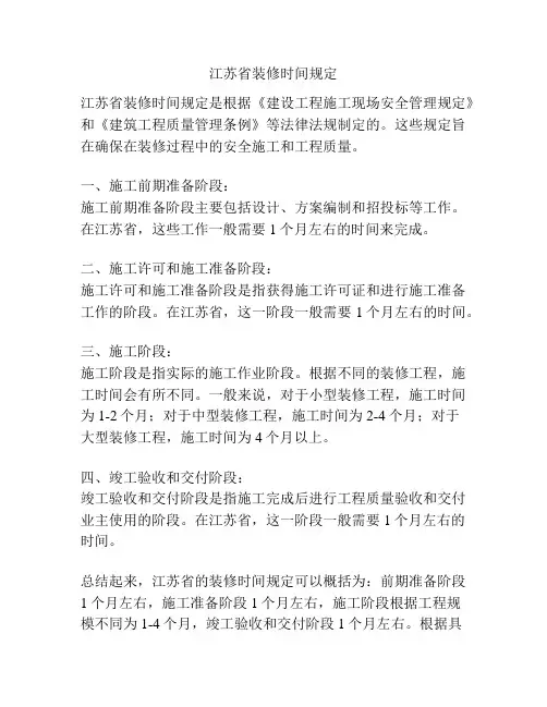 江苏省装修时间规定