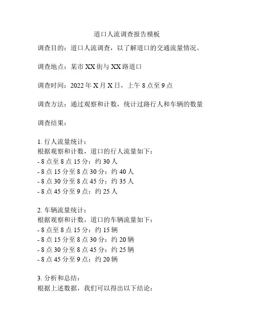 道口人流调查报告模板
