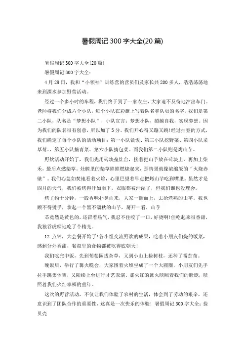 暑假周记300字大全(20篇)